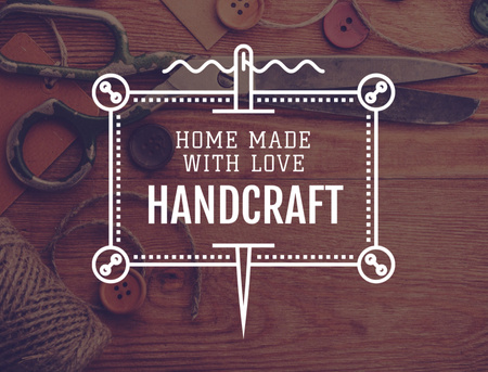 Handmade Goods Store With Scissors Postcard 4.2x5.5in Tasarım Şablonu