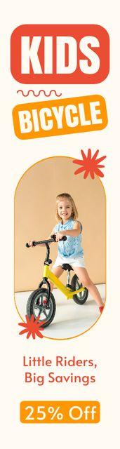 Ontwerpsjabloon van Skyscraper van Discount on Kids' Bicycles on Yellow