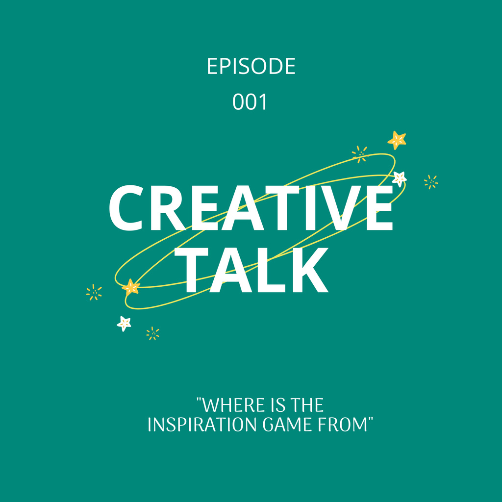Platilla de diseño Creative Talck on Green with Stars Podcast Cover