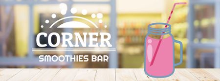 Pink drink in glass jar on table Facebook Video cover Design Template