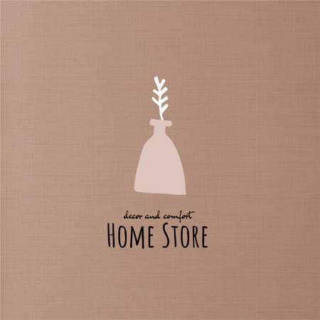 Handdrawn Vase And Home Decor In Store Promotion Logo Modelo de Design