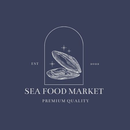 Seafood Market Offer with Oyster Logo Modelo de Design