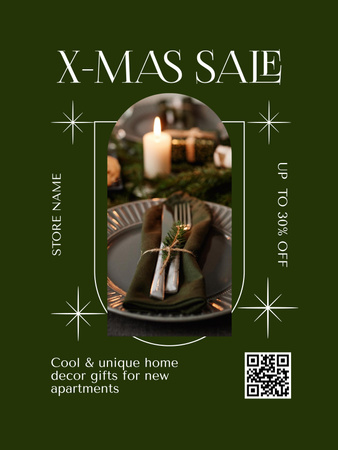 Christmas Holiday Sale Announcement with Festive Table Poster 36x48in Design Template
