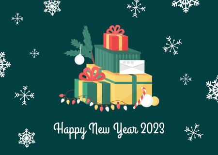Modèle de visuel New Year Holiday Greeting with Gifts - Card