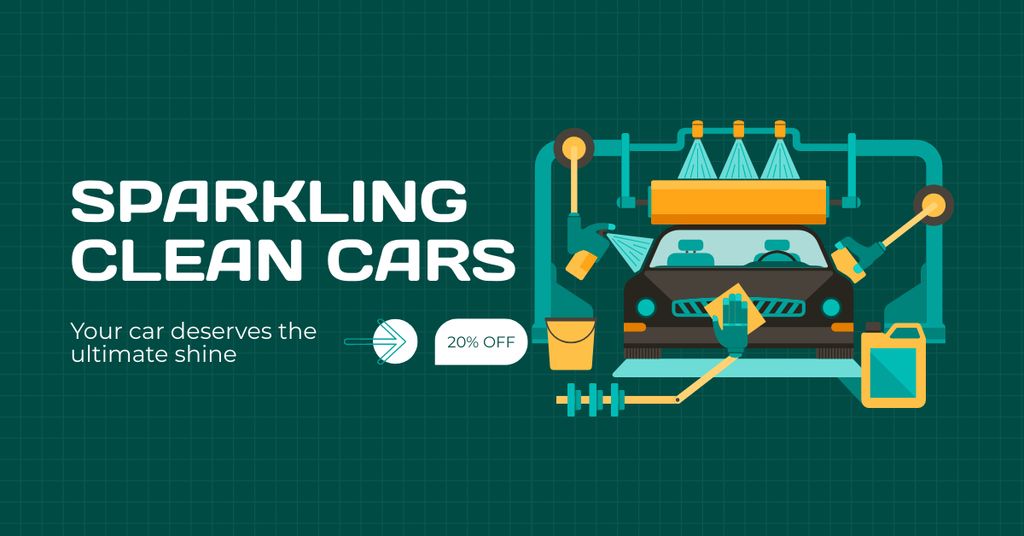 Sparkling Clean Car Service with Discount Facebook AD – шаблон для дизайна