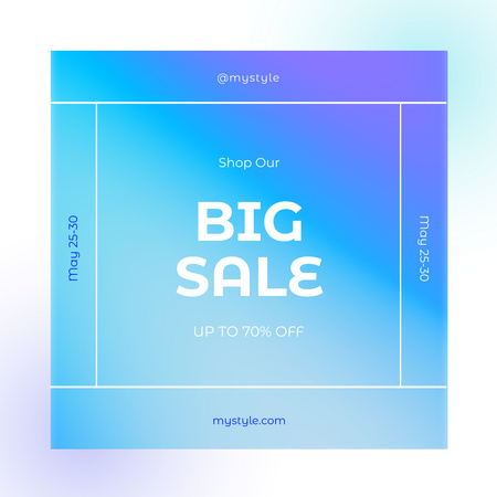 Designvorlage Große Verkaufsankündigung mit Farbverlaufsquadrat für Instagram