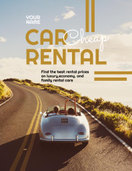 Car Rent Offer with Cabriolet on Road