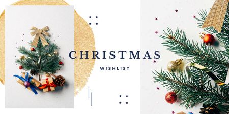 Stylized Christmas Tree and Gifts Twitter Design Template