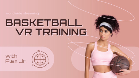 Sports Girl with a Basketball Ball Youtube Thumbnail Design Template