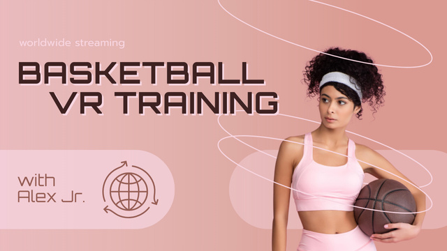 Designvorlage Sports Girl with a Basketball Ball für Youtube Thumbnail