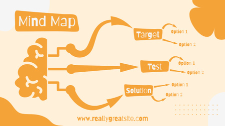 Designvorlage Mindmap mit Baumstruktur in Orange für Mind Map