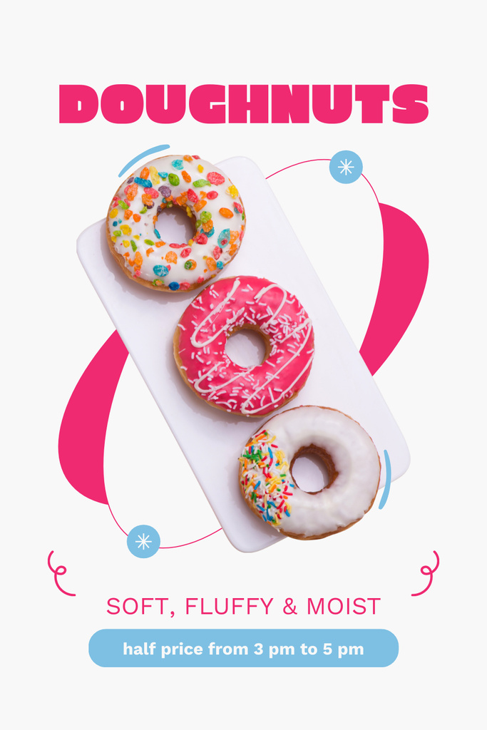 Soft and Fluffy Doughnuts Offer Pinterest Šablona návrhu