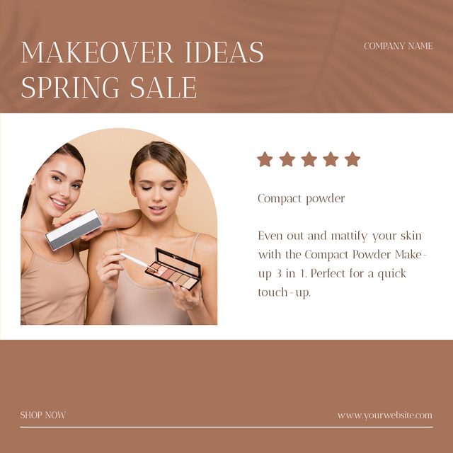 Spring Sale Makeup with Young Beautiful Women Instagram AD Šablona návrhu