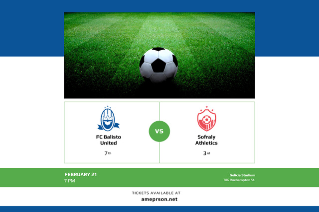 Soccer Match Announcement with Ball Poster 24x36in Horizontal Design Template