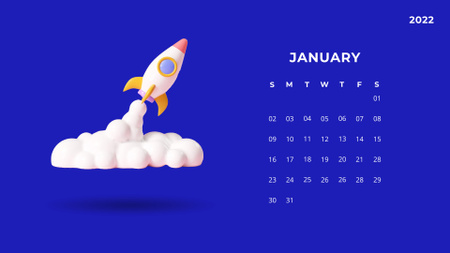 Illustration of Launching Rocket Calendar – шаблон для дизайна
