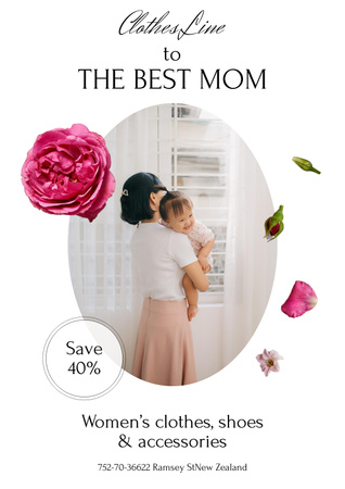 Asian Woman with Newborn on Mother's Day Poster Design Template