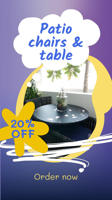 Outdoor table And Chairs With Discount In Spring Instagram Video Storyデザインテンプレート