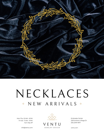 Jewelry Collection Ad with Elegant Necklace Poster US Tasarım Şablonu