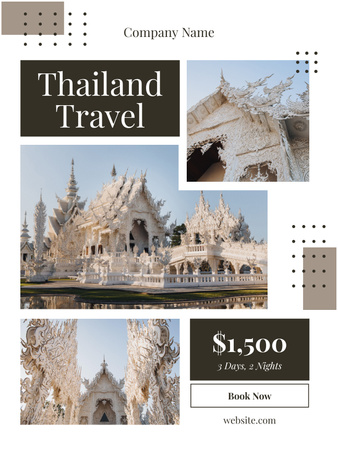 Travel to Thailand Offer with Collage of Sights Poster US Design Template