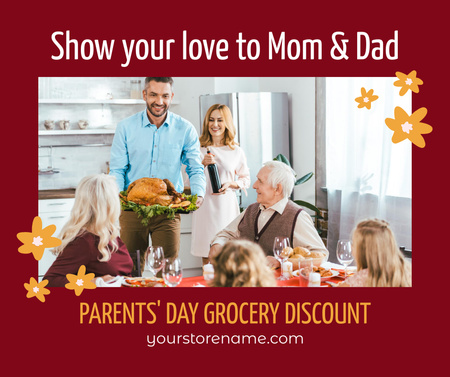 Parents' day grocery discount Facebook Design Template