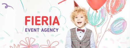 Ontwerpsjabloon van Facebook cover van Event Agency Services Offer with Cute Kid