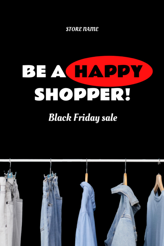 Black Friday Fashionable Attire Sale Offer Postcard 4x6in Vertical Design Template