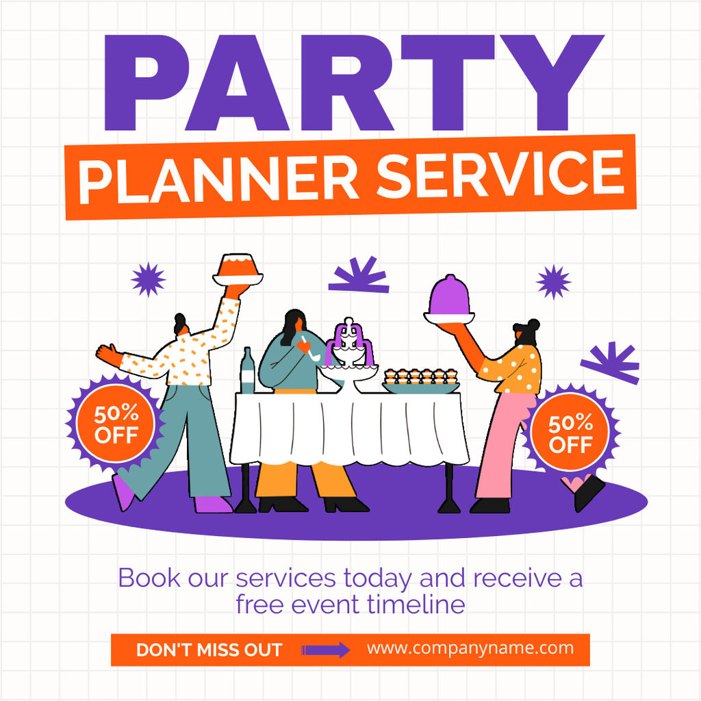Party Planning Discount with Tasty Treats Instagram AD Design Template