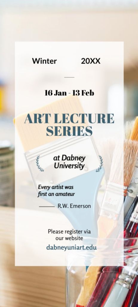 Template di design Art Lecture Series Brushes And Pencils Invitation 9.5x21cm