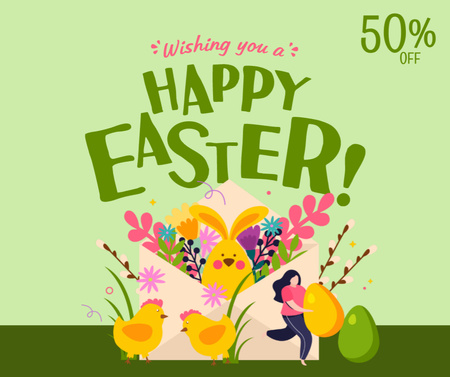 Designvorlage Happy Easter Wishes für Facebook