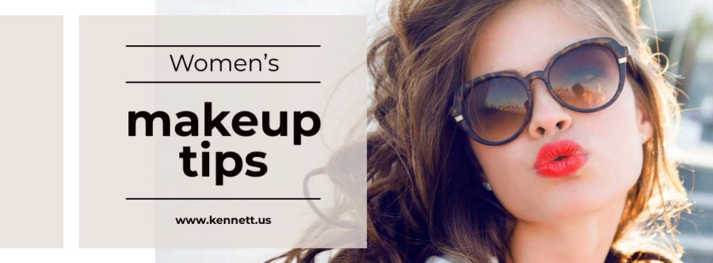 Makeup Tips with Beautiful Young Woman Facebook cover Šablona návrhu