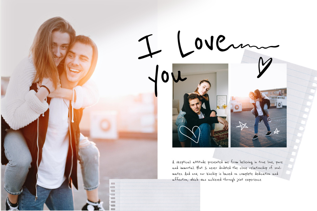 Beautiful Love Story with Collage of Pair Mood Board Modelo de Design