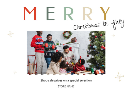 Modèle de visuel Happy Family Celebrating Christmas in July - Postcard A5