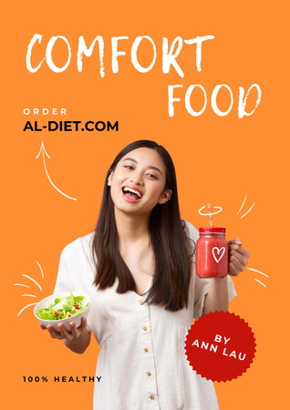 Gülümseyen Genç Kadınla Beslenme Uzmanı Danışma Reklamı Poster A3 Tasarım Şablonu