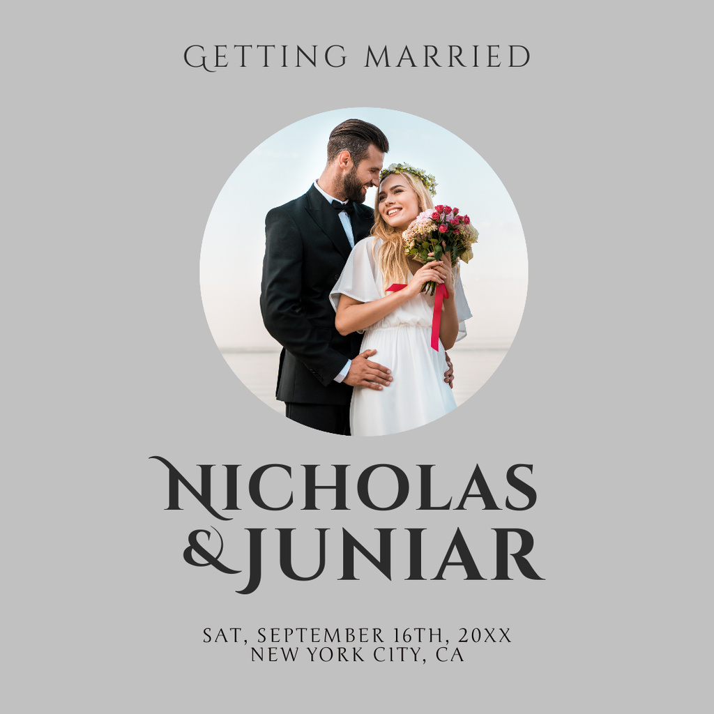 Wedding Ceremony of Couple Grey Instagram Design Template