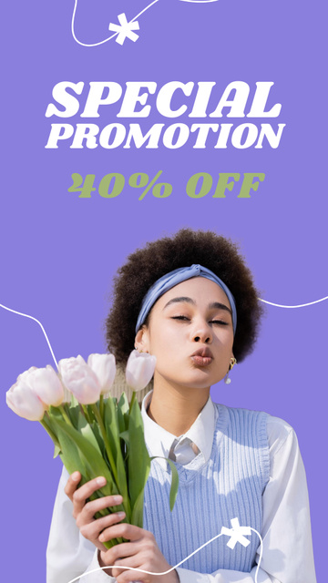 Special Promotion 40 Off For Spring Flowers Instagram Storyデザインテンプレート