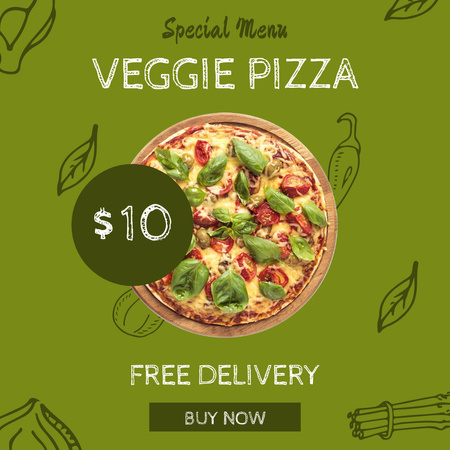 Ontwerpsjabloon van Instagram van Veggie Pizza Special Menu Offer