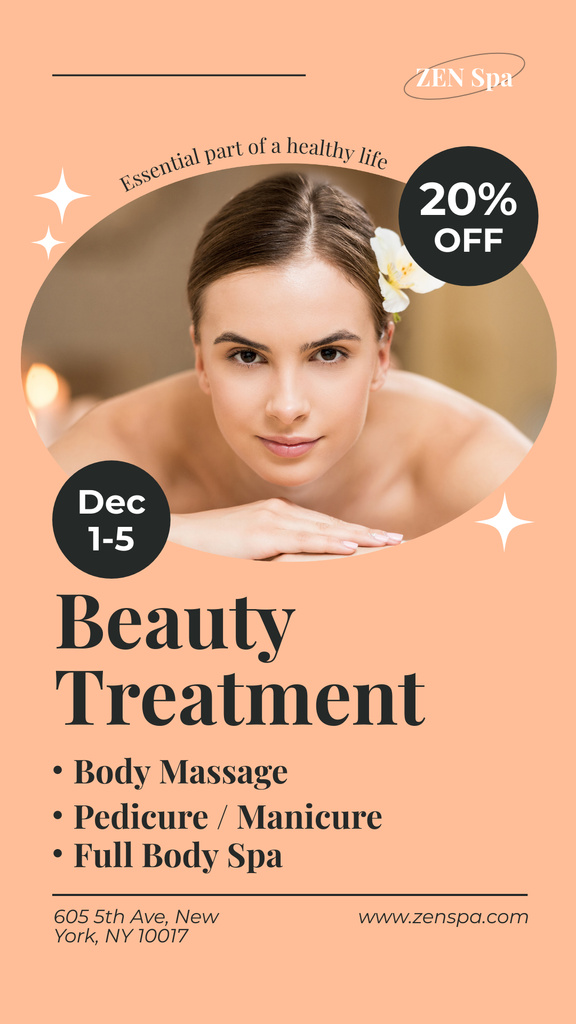 Detailed Beauty Treatment Services Offer With Discounts Instagram Story Šablona návrhu