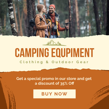 Designvorlage Camping Equipment Discount Offer für Instagram AD