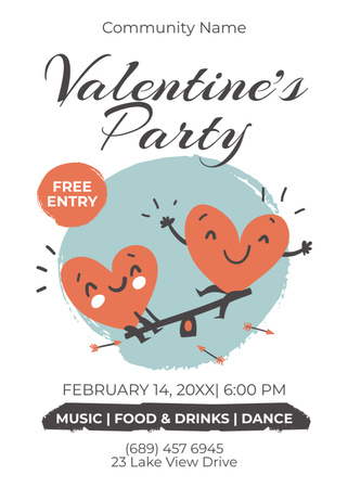 Modèle de visuel Valentine's Day Party Announcement with Cute Hearts - Invitation