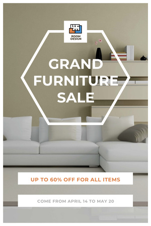 Platilla de diseño Furniture Offer with Cozy Interior in Light Colors Pinterest