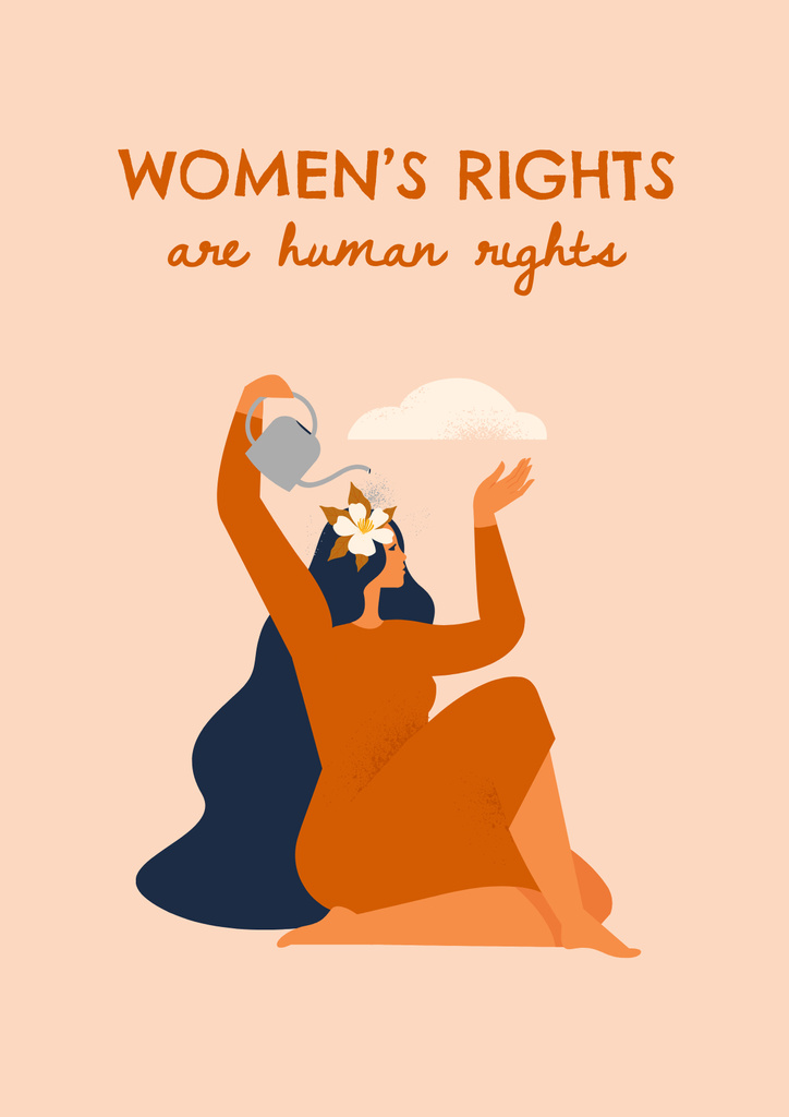 Promoting Women's Rights Advocacy With Illustration In Orange Poster Tasarım Şablonu