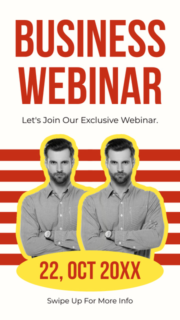 Business Webinar Event Ad with Confident Businessman Instagram Video Story Design Template