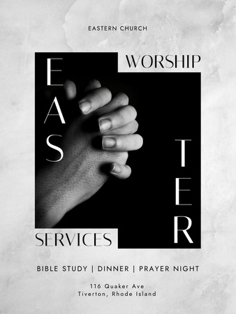 Easter Worship Services with Hands Poster US Design Template