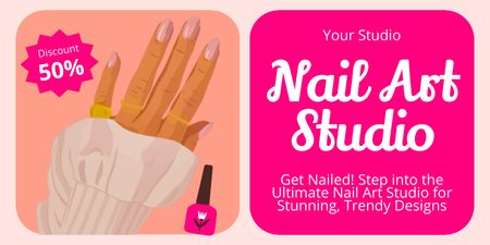 Designvorlage Angebot für Nail Art Studio für Twitter