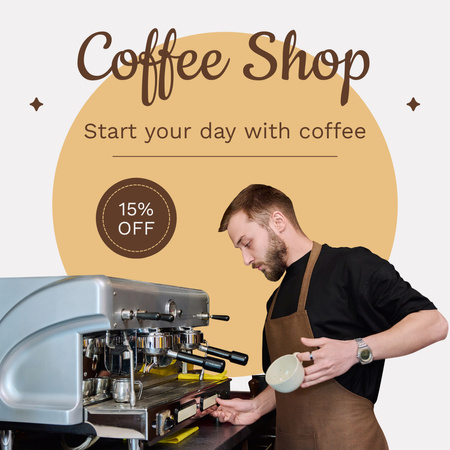 Discounts For Exquisite Coffee From Barista Instagram AD Design Template
