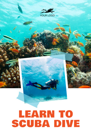Scuba Diving Ad Postcard 4x6in Vertical Design Template