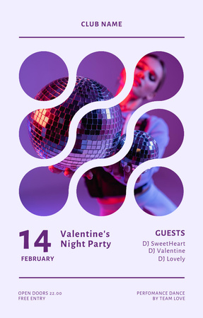 Kulüpte Sevgililer Günü Gecesi Partisi Duyurusu Invitation 4.6x7.2in Tasarım Şablonu