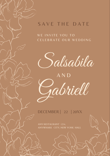 Wedding Celebration Event with Floral Sketch Flyer A6 Πρότυπο σχεδίασης