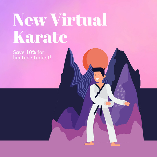 Ad of New Virtual Karate Class Animated Post Design Template