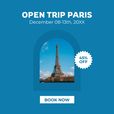 Travel Offer with Eiffel Tower Instagram Design Template